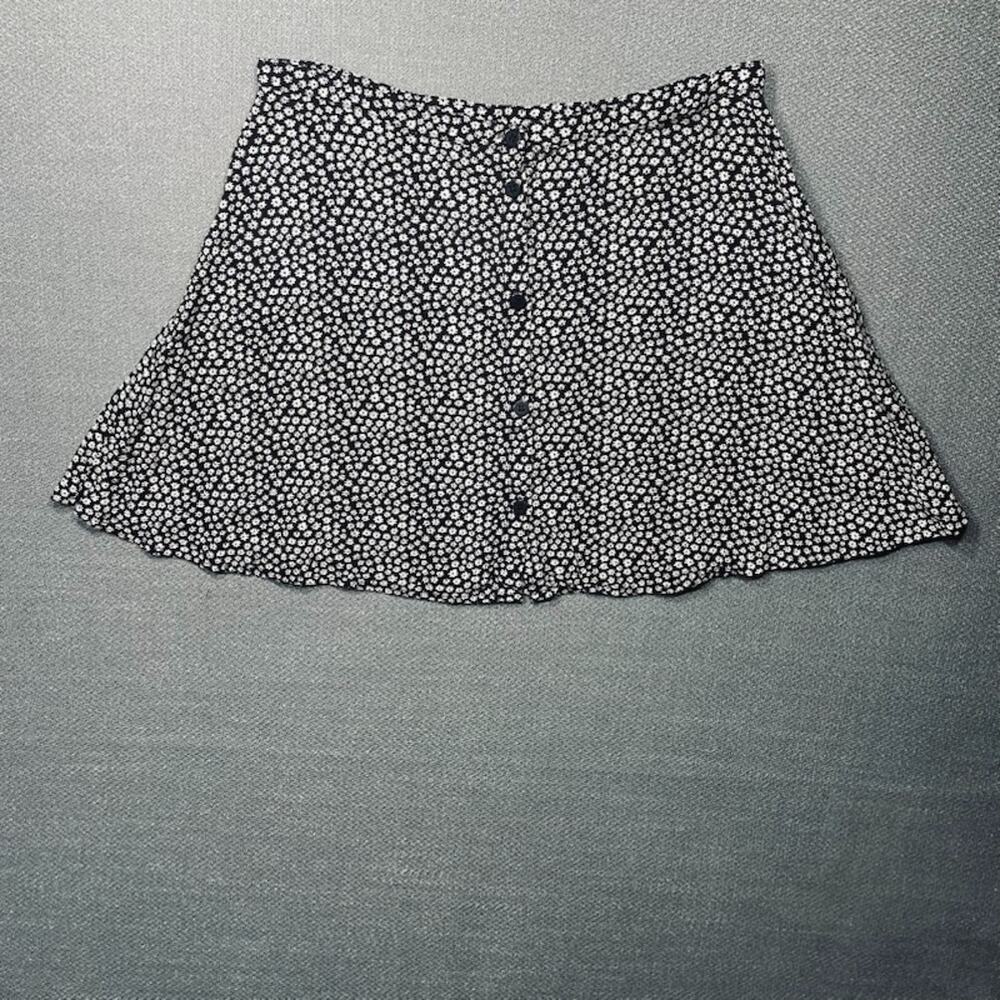 H&M Divided Ditsy Floral Button Down Mini Skirt Dark Academia Skater Preppy Sz 6